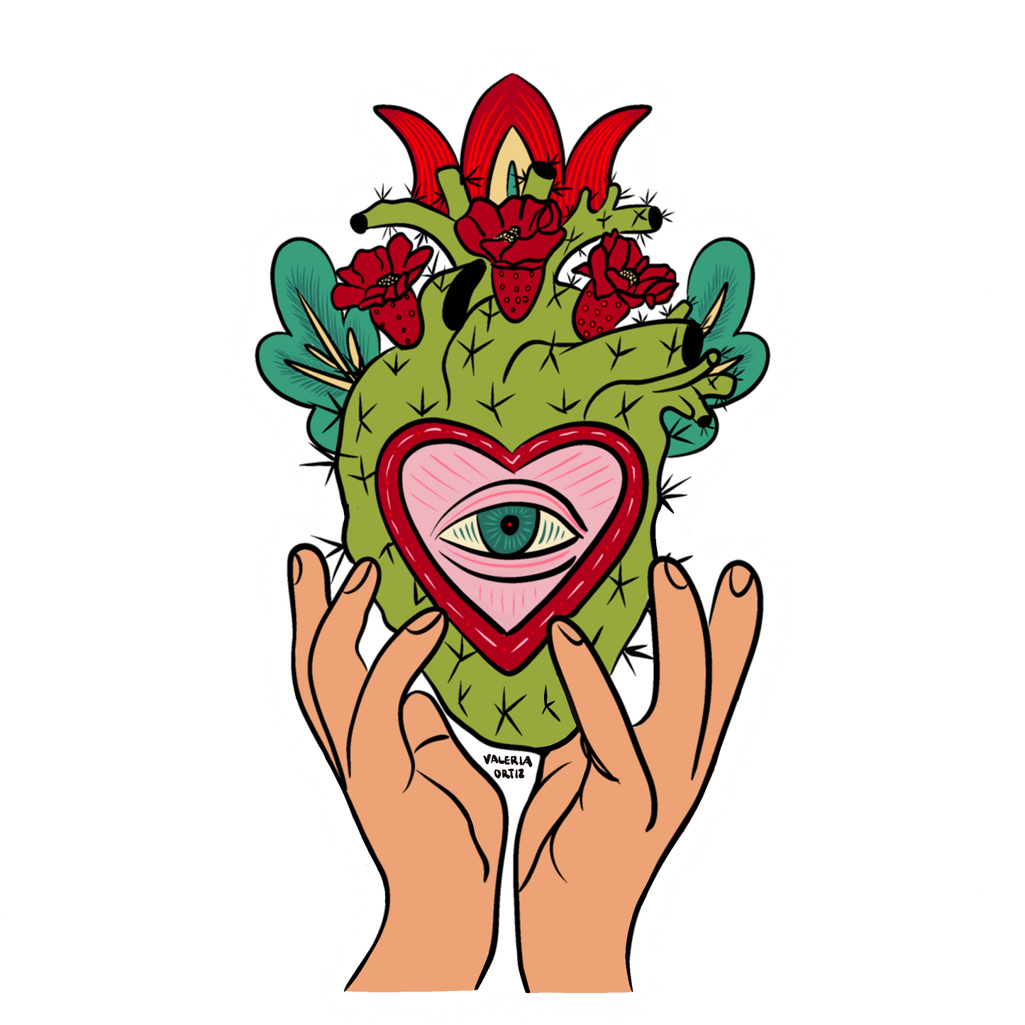 Corazón de Cactus (Sticker)