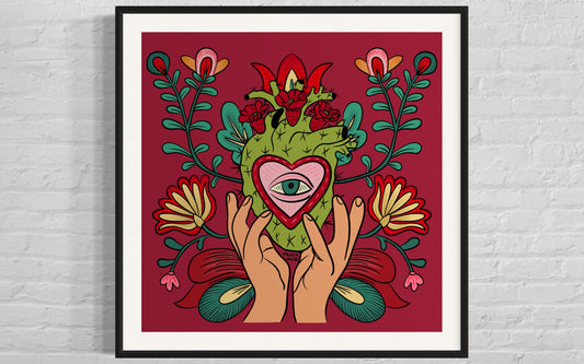 Corazón de Cactus Red Version (Art Print)