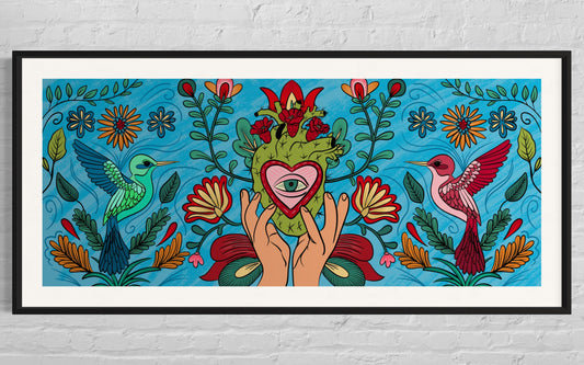 Corazón de Cactus (Blue Version Art Print)