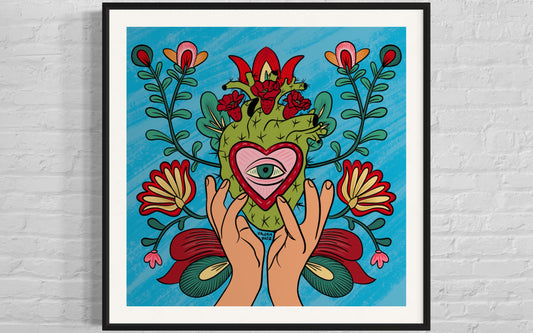 Corazón de Cactus Blue Version (Art Print)