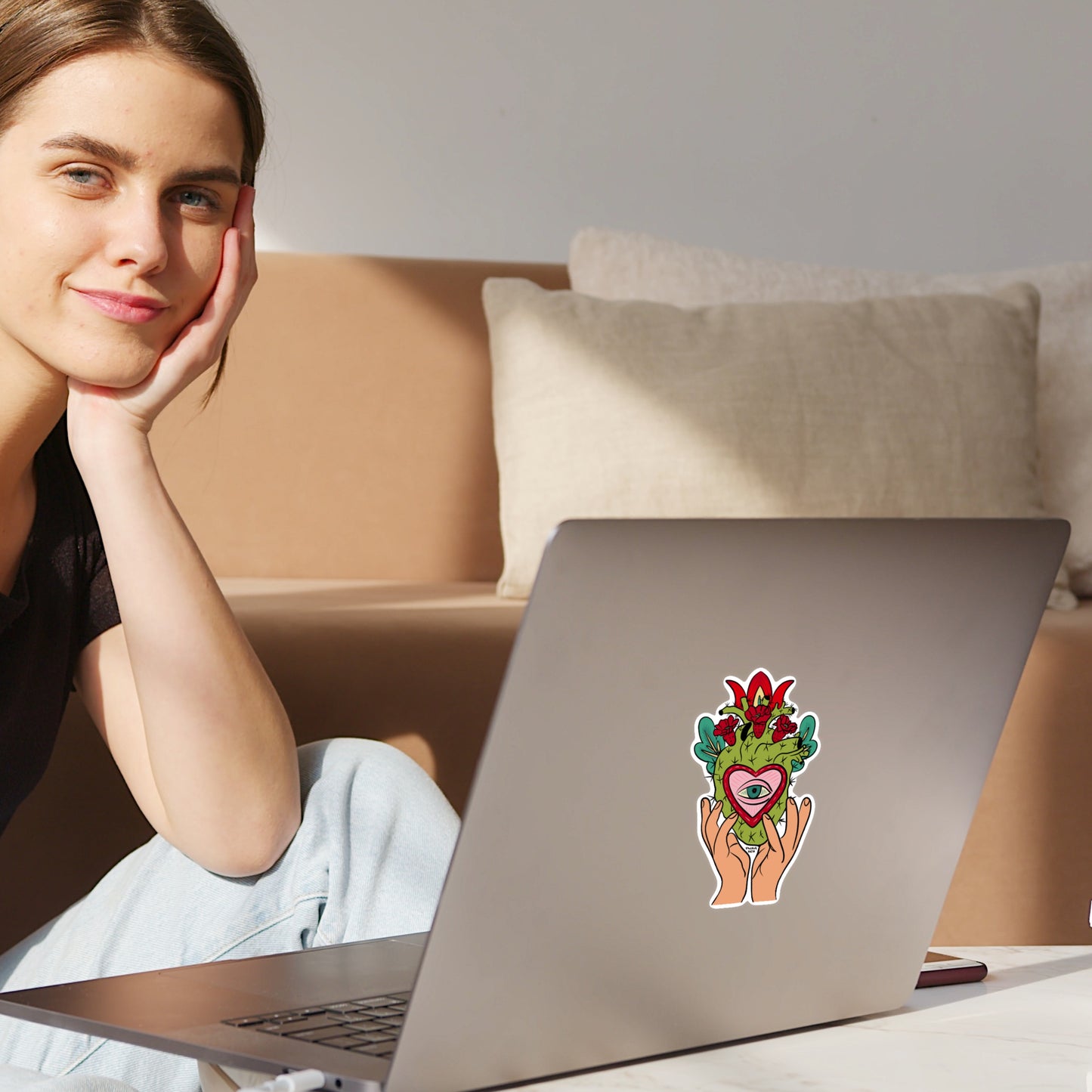 Corazón de Cactus (Sticker)