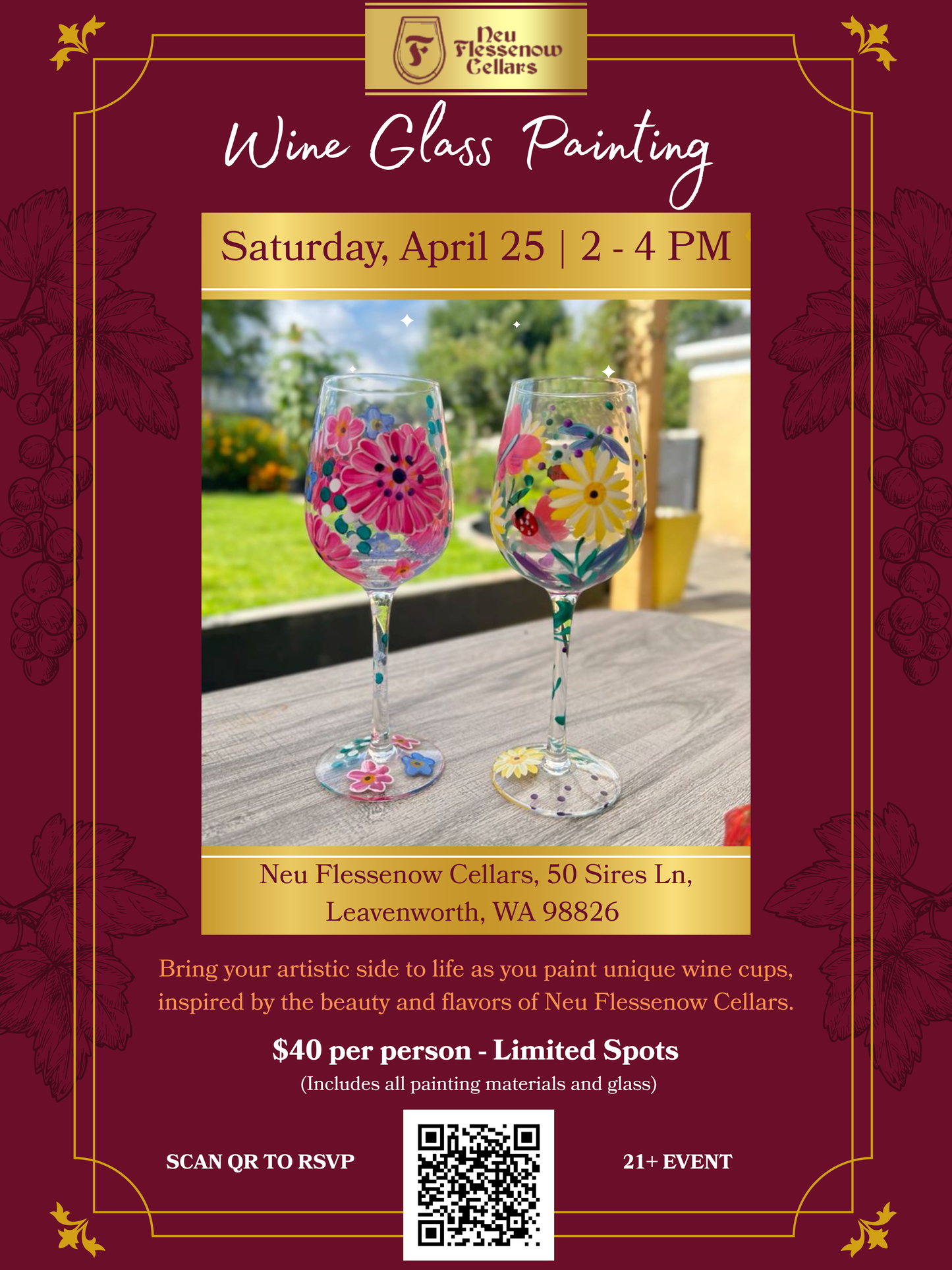 Wine Glass Painting at Neu Flessenow Cellars